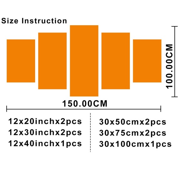 TUMOVO Dodger Stadium Pictures Downtown LA Paintings 5 Pcs/Multi Panel Canvas - Picture 3 of 3